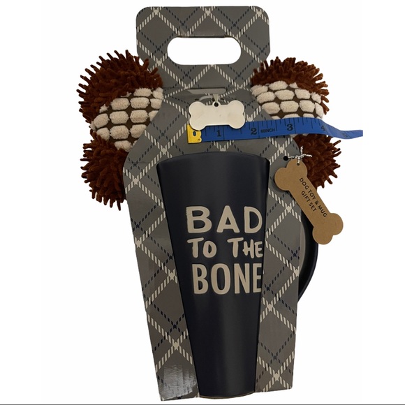 BAD TO THE BONE Doggy Gift Set Coffee Mug ID Tag Dog Toy - Picture 7 of 11